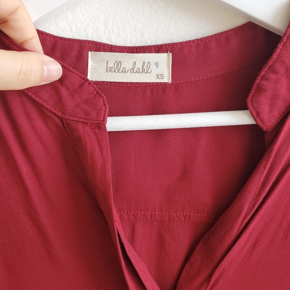 Bella Dahl Collarless Tie Waist Shirt - Picture 3 of 6